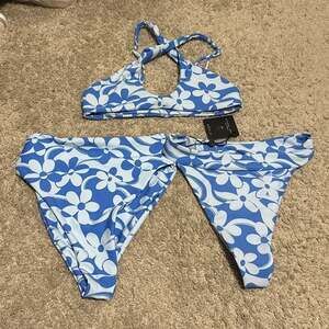 Skatie Blue and White Floral Bikini Set